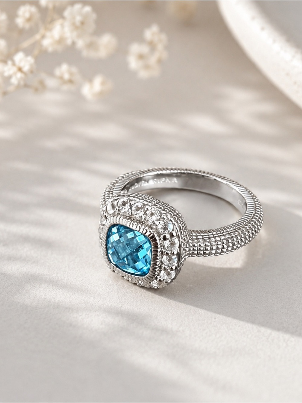 Judith Ripka’s 925 Silver Cushion Cut White Topaz Ring